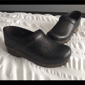 Dansko Brown Tooled Clogs